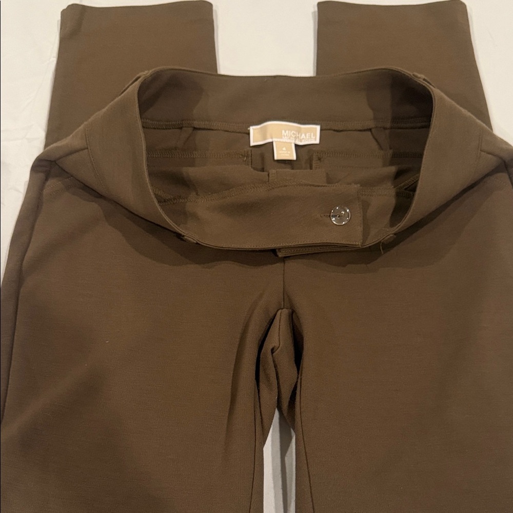 MICHAEL Michael Kors Olive Brown Fold-Over Waist Ponte Pants